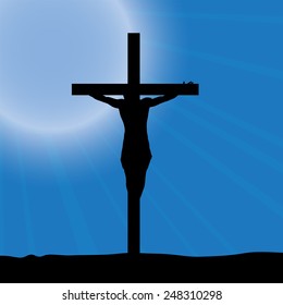 Silhouette Jesus Christ On Cross Morning Stock Vector (Royalty Free ...