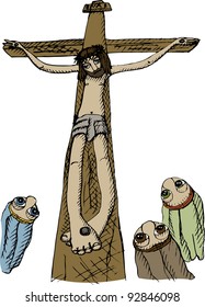 Vector illustration of Jesus on cross