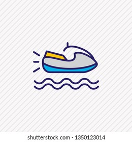 Vector illustration of jet ski icon colored line. Beautiful maritime element also can be used as scooter icon element.