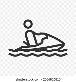 Vector illustration of jet ski icon in dark color and transparent background(png).