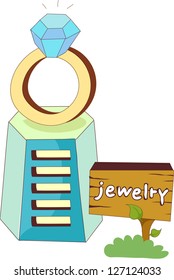 A vector illustration of jewelry store with sign