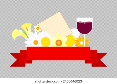 Vector illustration of Jewish festival elements on transparent background