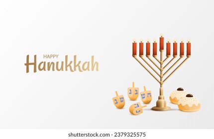 Vector illustration of Jewish holiday Hanukkah. Celebration banner.
