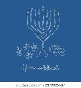 Vector illustration of Jewish holiday Hanukkah. 
