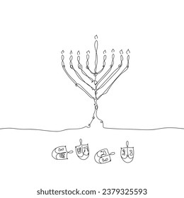 Vector illustration of Jewish holiday Hanukkah. 
