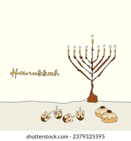 Vector illustration of Jewish holiday Hanukkah. Celebration banner.
