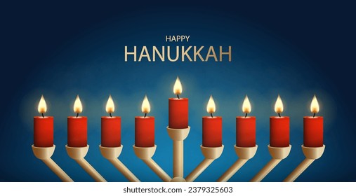 Vector illustration of Jewish holiday Hanukkah. Celebration banner.

