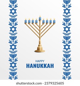 Vector illustration of Jewish holiday Hanukkah. Menorah
