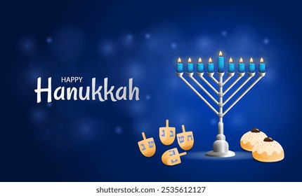 Ilustração vetorial do feriado judaico Hanukkah. Banner da celebração.
