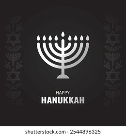 Vector illustration of Jewish holiday Hanukkah. Menorah
