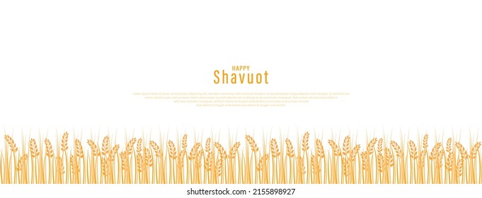 Vector illustration for the Jewish holiday of Shavuot. Happy Shavuot Poster. Sheaf of Wheat Ears.