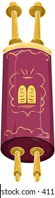 Vector Illustration Of The Jewish Torah Closed.