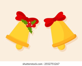 Vector illustration of jingle bells filled with Christmas spirit. The sound of jingle bells is often associated with a festive and joyful atmosphere. Perfect for designs the spirit of Christmas.