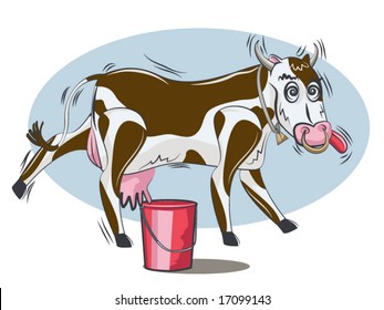 vector illustration of a jittery, comical, cow
