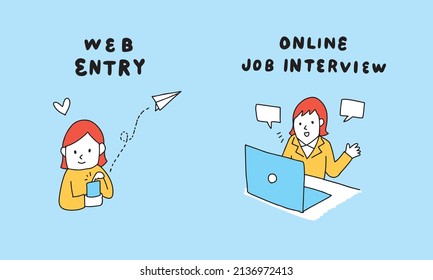 Vector illustration of job change concept. Job search, HR, online job interview, Web entry.