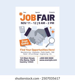 Vector illustration of job fair event promotion flyer poster template