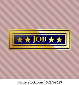Vector illustration of Job gold shiny emblem icon in blue and golden.
