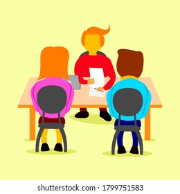 Vector illustration of job interview activity with HR Entrepreneur.