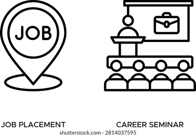 Vector illustration of job placement and career seminar concept with people icons and ladder
