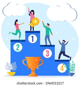 Vector illustration job promotion and career growth job employment, achievement concept. Success strategies and promotions for better professional employee position.