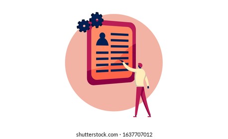 vector illustration, job recruitment and online recruitment concepts with small characters, agency interviews, view curriculum vitae or resume. people are choosing new employees. flat design