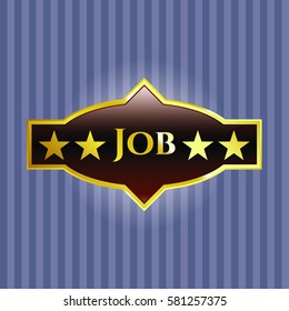Vector illustration of Job shiny emblem in Blue and Brown
