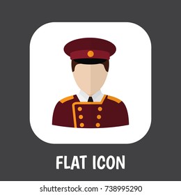 Vector Illustration Of Job Symbol On Porter Flat Icon. Premium Quality Isolated Doorman Element In Trendy Flat Style.