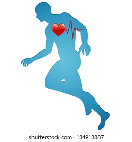 Vector Illustration of a Jogger and Cardiac Frequency