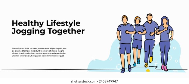 Vector illustration of  jogging . Modern flat in continuous line style.