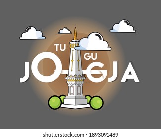 Ilustración vectorial del monumento Jogjakarta ubicado en el centro de la ciudad de Jogjakarta, Java Central, Indonesia. Esta ilustración es adecuada para sus materiales promocionales.