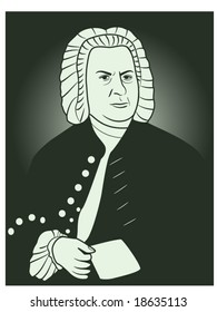 vector illustration of Johann Sebastian Bach