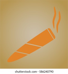 vector illustration of  Joint (cigarette) symbol in orange.
