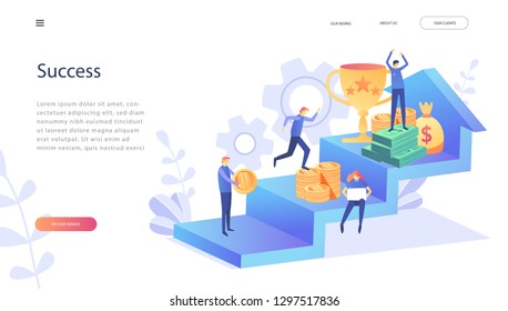 Vector illustration, joint teamwork in the company, teamwork successful together concept. Growth, progress.Business leader contraces the construction process, leadership qualities in a creative team