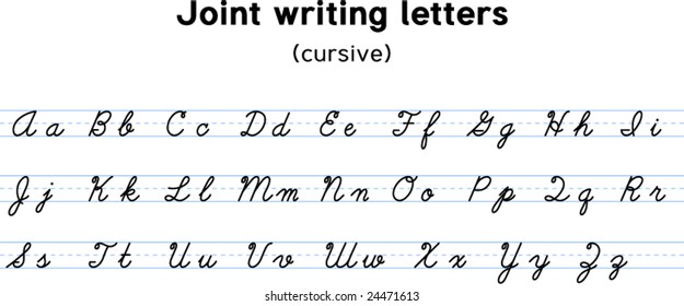Vector illustration of Joint writing letters. File format EPS (AI8 compatible). Does not contain any effects like gradients, blends and so on. Cursive letters are drawn from scratch.