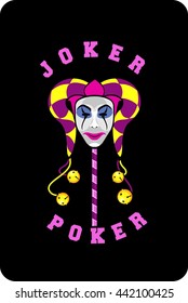 vector illustration of joker mask on a black background playing card