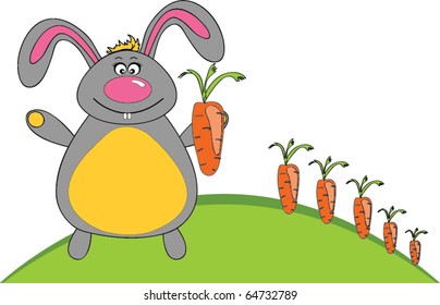 vector illustration jolly rabbit and carrot