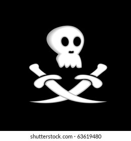 Vector illustration of Jolly Roger sign on black