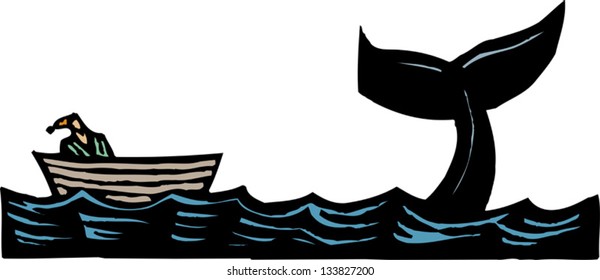 Vector illustration of Jonah and the whale