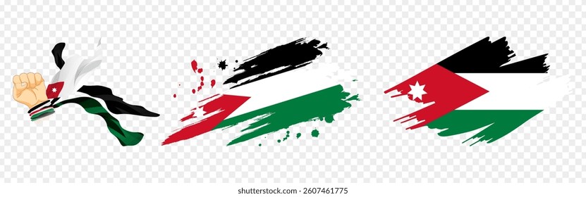 Vector illustration of Jordan flag composition on transparent background