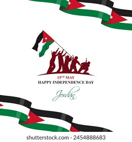 Vector illustration of Jordan Independence Day social media feed template