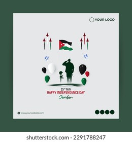 Vector illustration of Jordan National Day social media story feed mockup template poster banner flyer