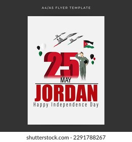 Vector illustration of Jordan National Day social media story feed mockup template poster banner flyer