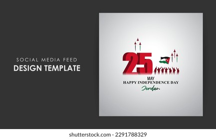 Vector illustration of Jordan National Day social media story feed mockup template poster banner flyer