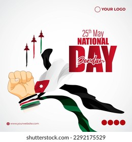 Vector illustration of Jordan National Day social media story feed mockup template poster banner flyer