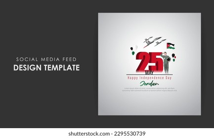 Vector illustration of Jordan National Day social media story feed mockup template poster banner flyer
