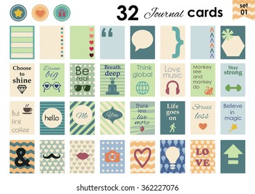 vector illustration / journal cards set / quotes