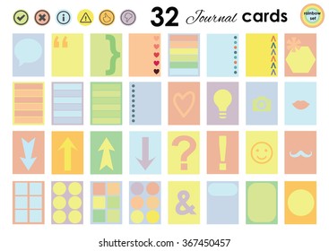 vector illustration / journal cards set / rainbow colors