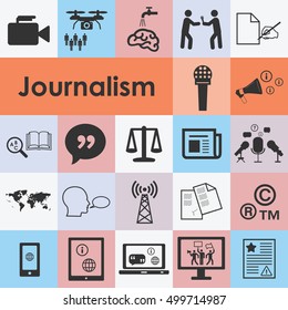 vector illustration of journalism icons set 