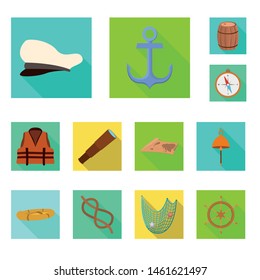 Vector illustration of journey and seafaring icon. Collection of journey and vintage stock vector illustration.