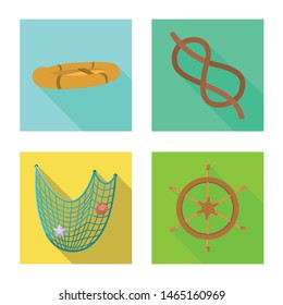 Vector illustration of journey and seafaring icon. Set of journey and vintage stock vector illustration.